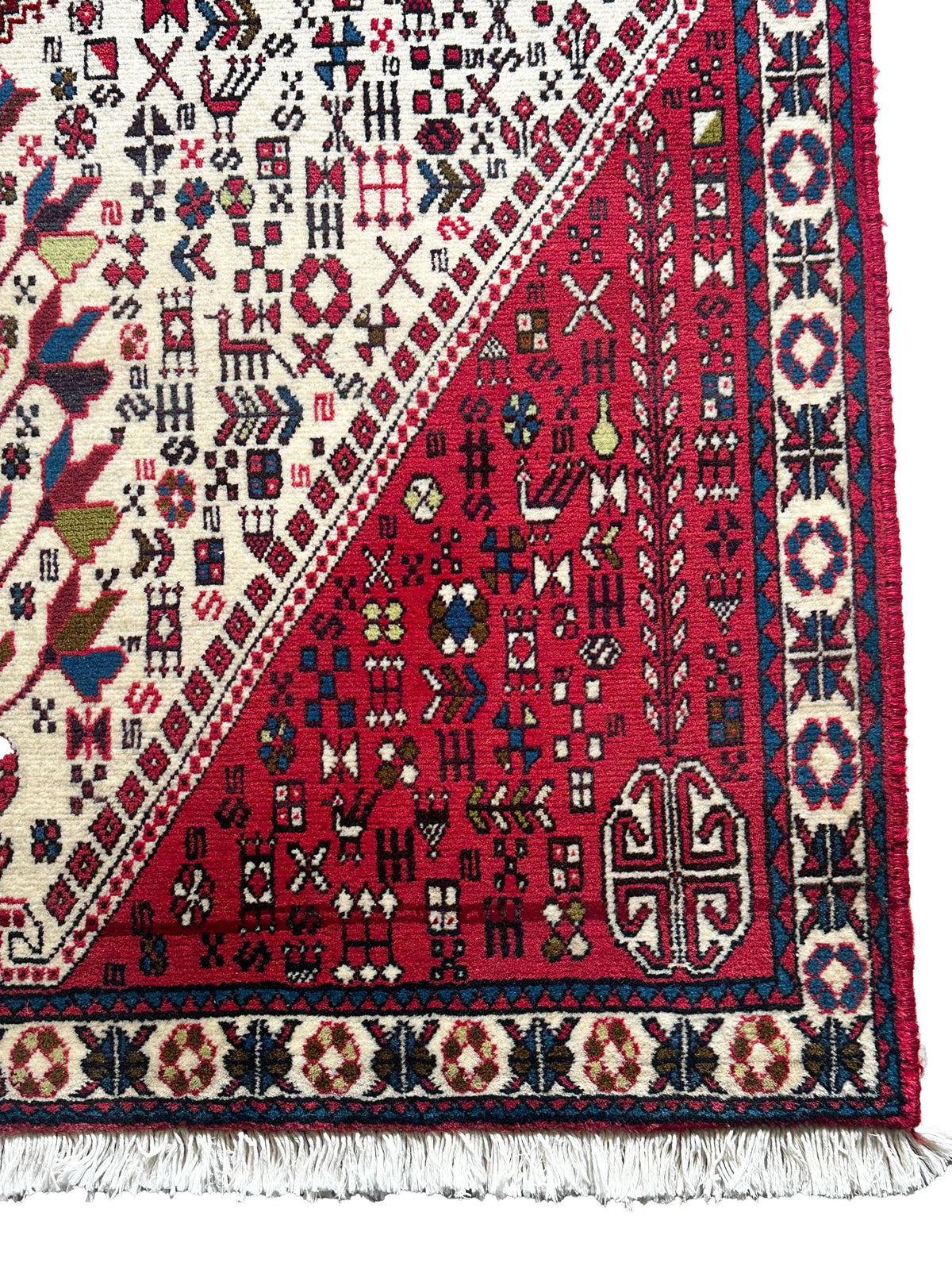 Abadeh Teppich ca. 150 × 100 cm – rot/creme & geometrisch