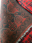 Afghan Teppich ca. 145 × 102 cm – rot/bordeaux & geometrisch
