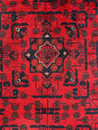 Afghan Teppich ca. 145 × 102 cm – rot/bordeaux & geometrisch
