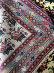 Afschar Teppich ca. 200 × 150 cm – creme/blau/rot & florales Muster