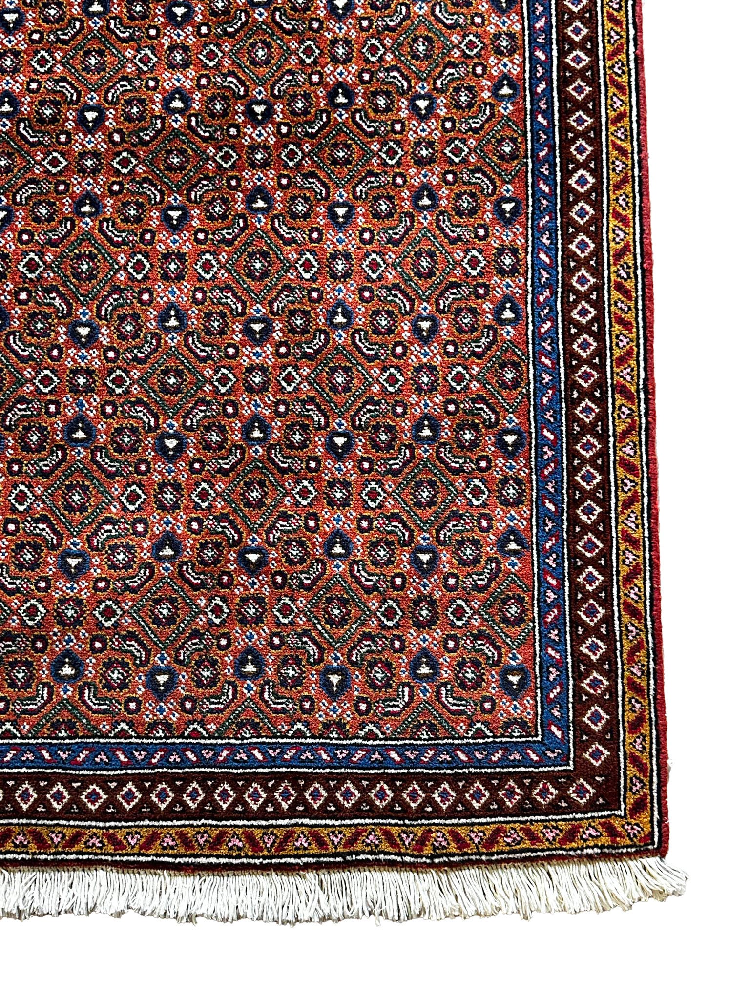 Ardebil Teppich ca. 150 × 100 cm – rot/blau/creme & geometrisches Muster
