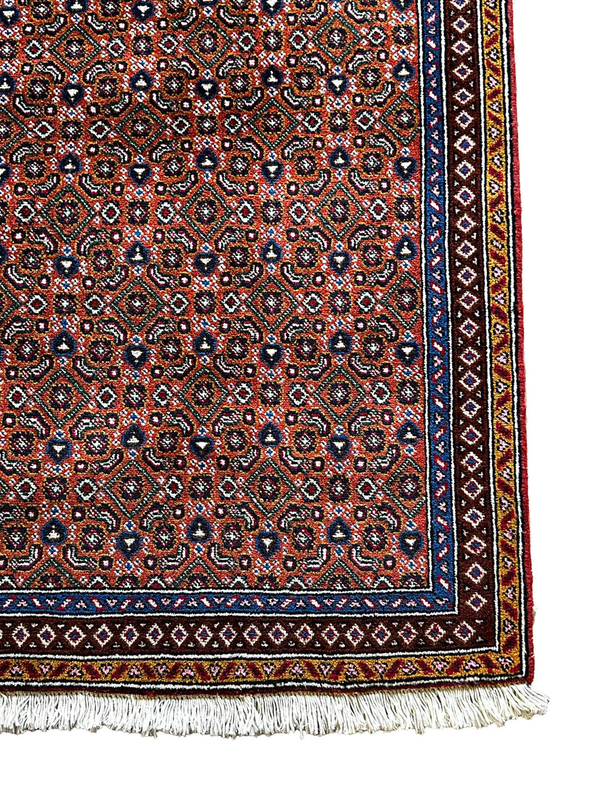 Ardebil Teppich ca. 150 × 100 cm – rot/blau/creme & geometrisches Muster