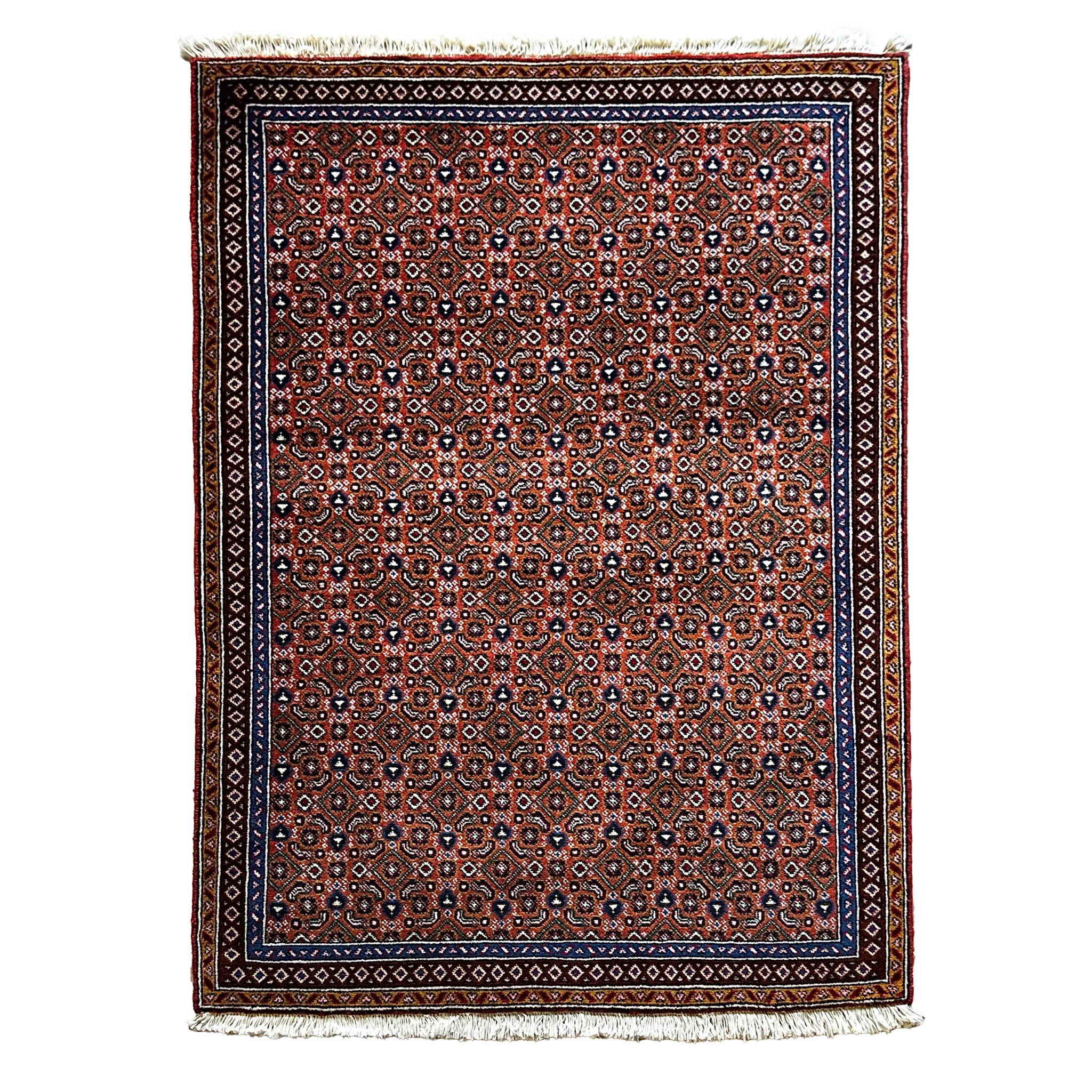 Ardebil Teppich ca. 150 × 100 cm – rot/blau/creme & geometrisches Muster