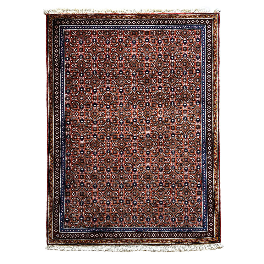 Ardebil Teppich ca. 150 × 100 cm – rot/blau/creme & geometrisches Muster