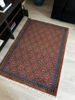 Ardebil Teppich ca. 150 × 100 cm – rot/blau/creme & geometrisches Muster