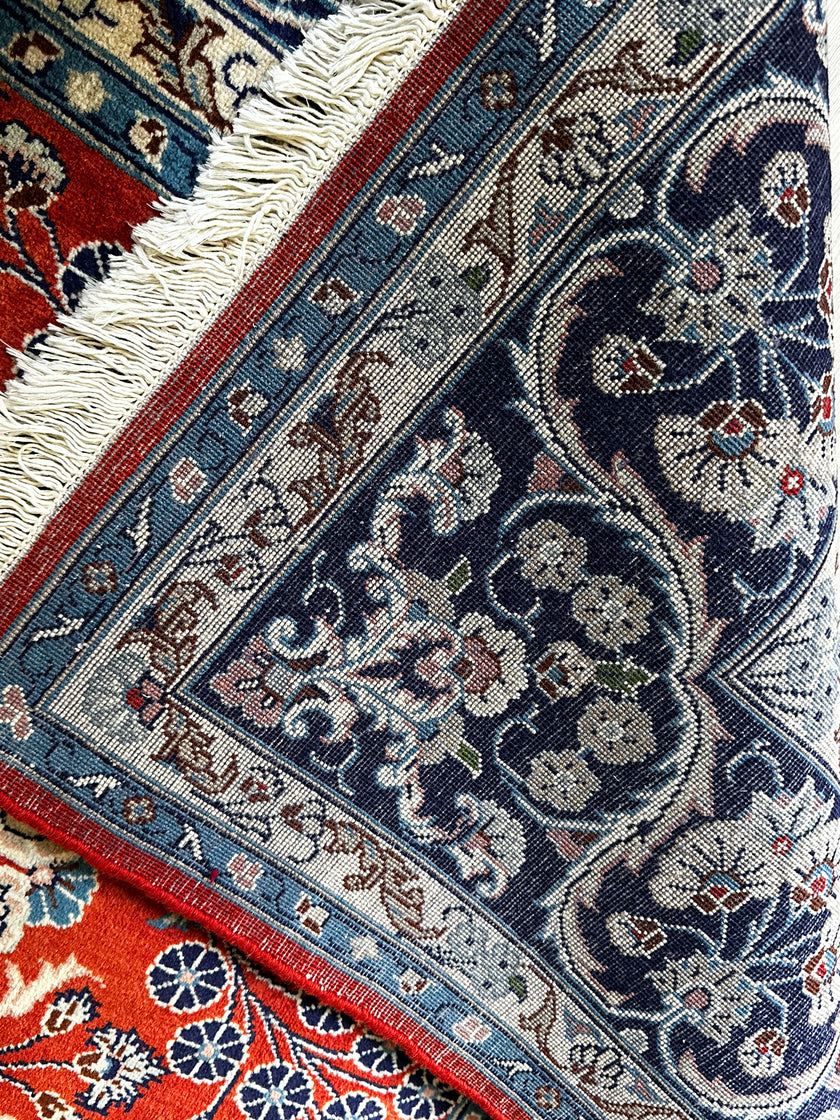 Ardekan Teppich ca. 200 × 200 cm – rot/blau/creme & floral