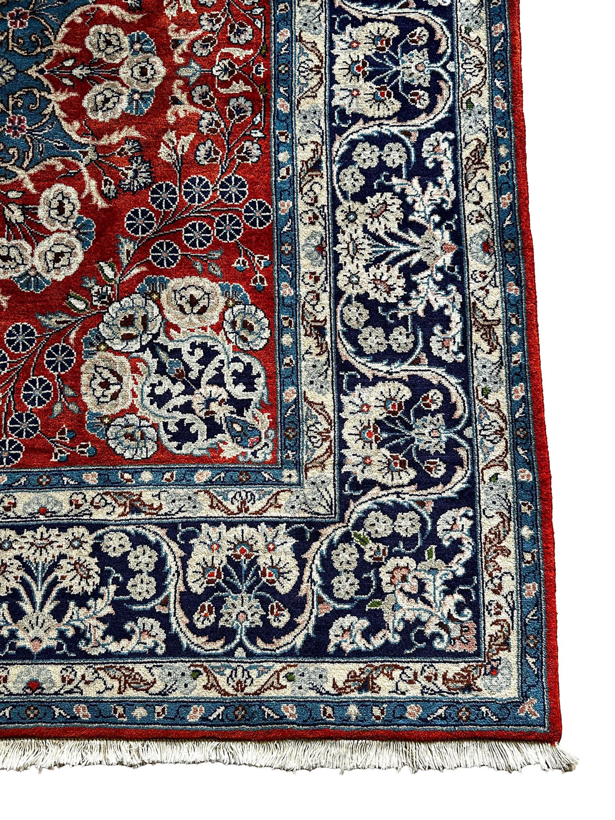 Ardekan Teppich ca. 200 × 200 cm – rot/blau/creme & floral