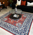 Ardekan Teppich ca. 200 × 200 cm – rot/blau/creme & floral