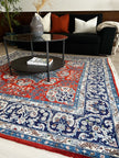 Ardekan Teppich ca. 200 × 200 cm – rot/blau/creme & floral