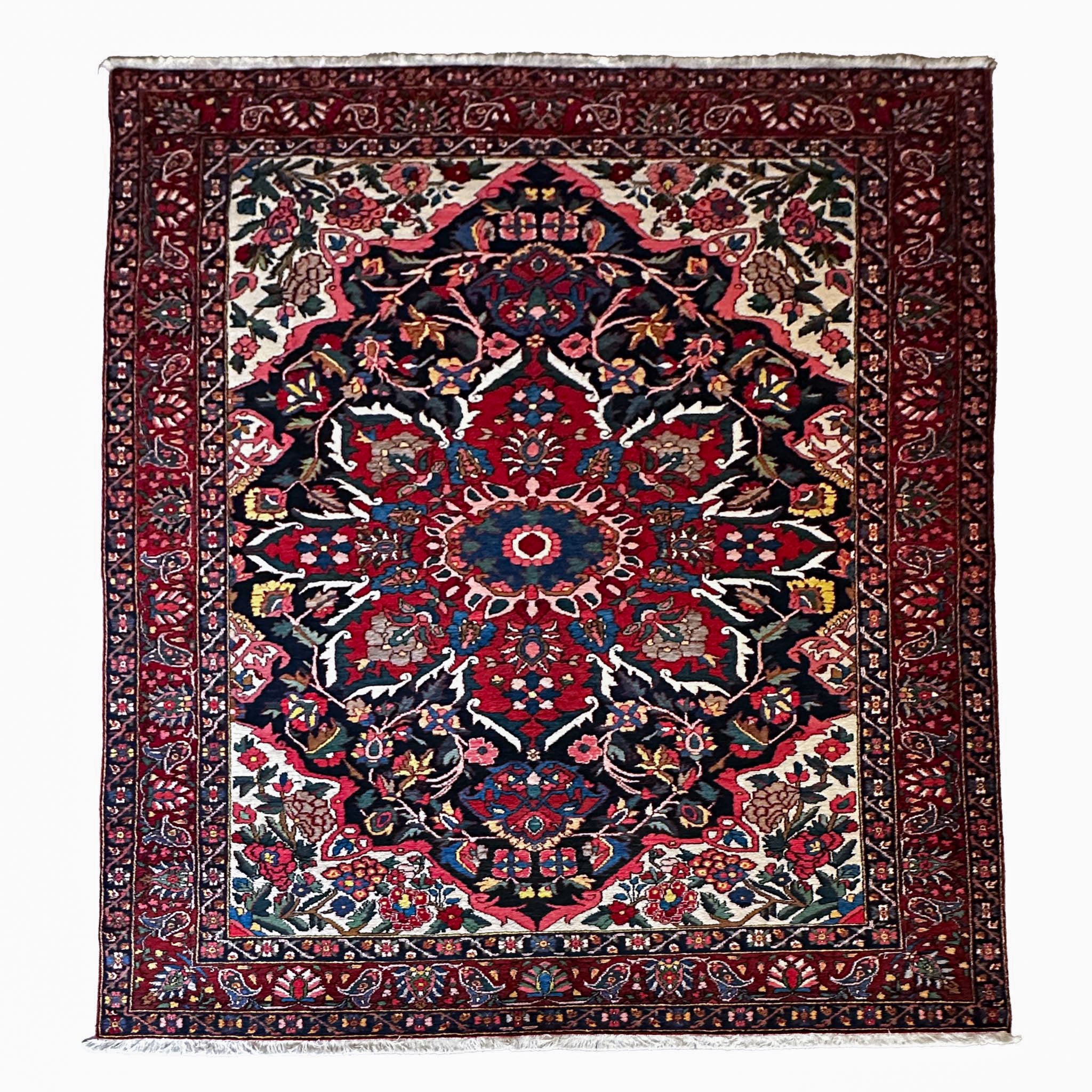 Bachtiar Teppich ca. 200 × 300 cm – rot/dunkelblau & klassisch