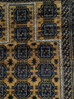Belutsch Teppich ca. 150 × 100 cm – dunkelblau/braun & geometrisch