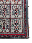 Belutsch Teppich ca. 200 × 150 cm – beige/rot/blau & Feldermuster