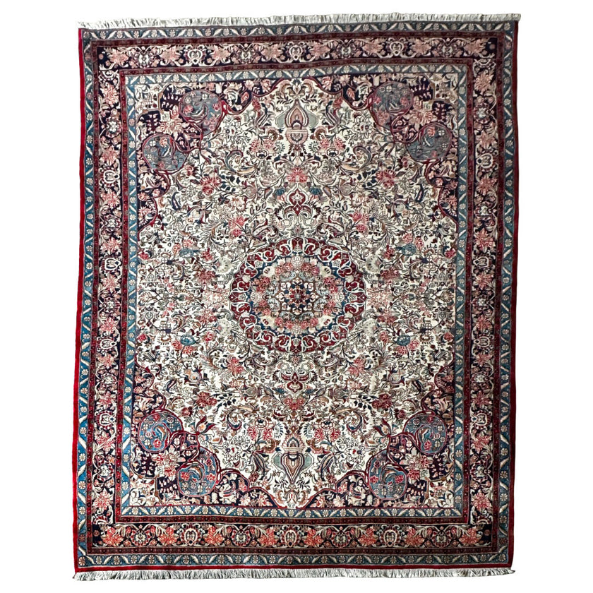Bidjar Teppich ca. 300 × 200 cm – creme/blau & elegant