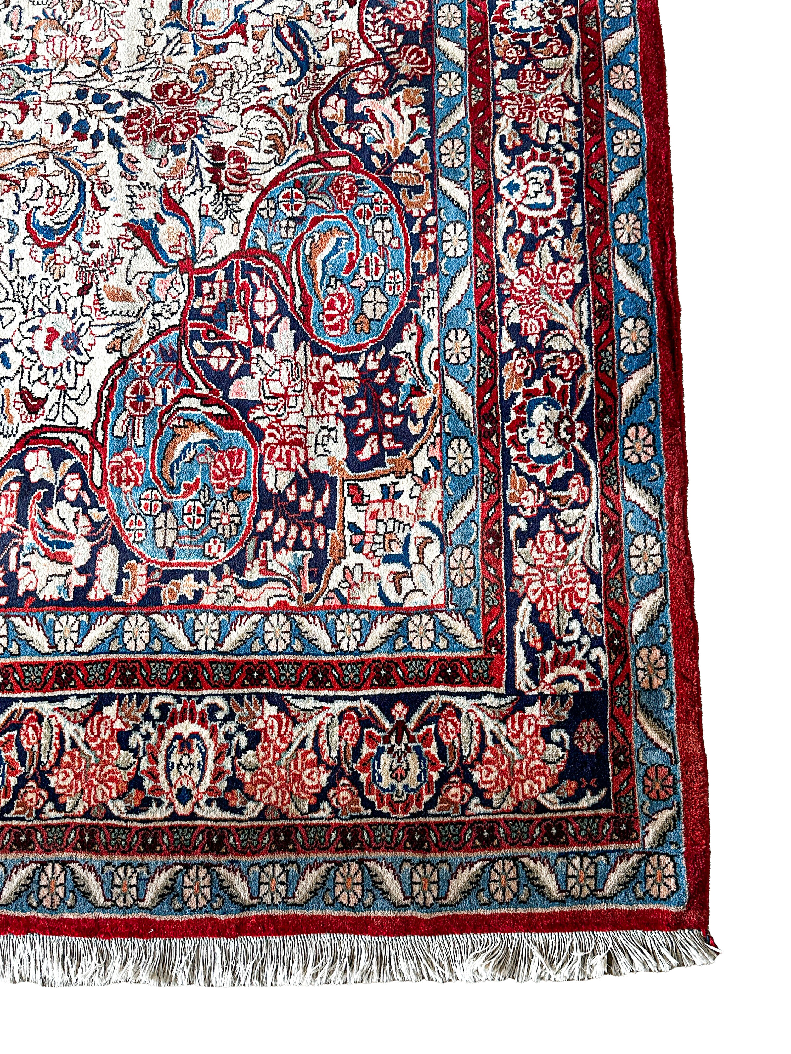 Bidjar Teppich ca. 300 × 200 cm – creme/blau & elegant