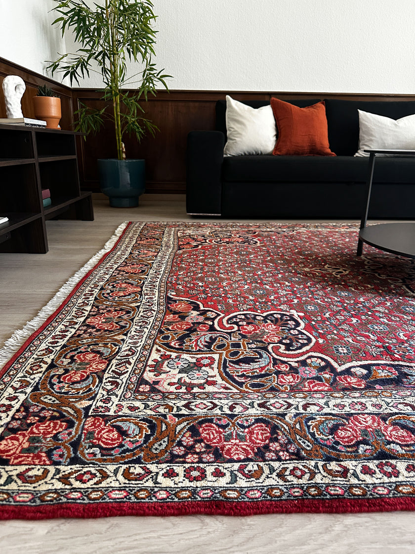 Bidjar Teppich ca. 200 × 300 cm – rot/dunkelblau & robust