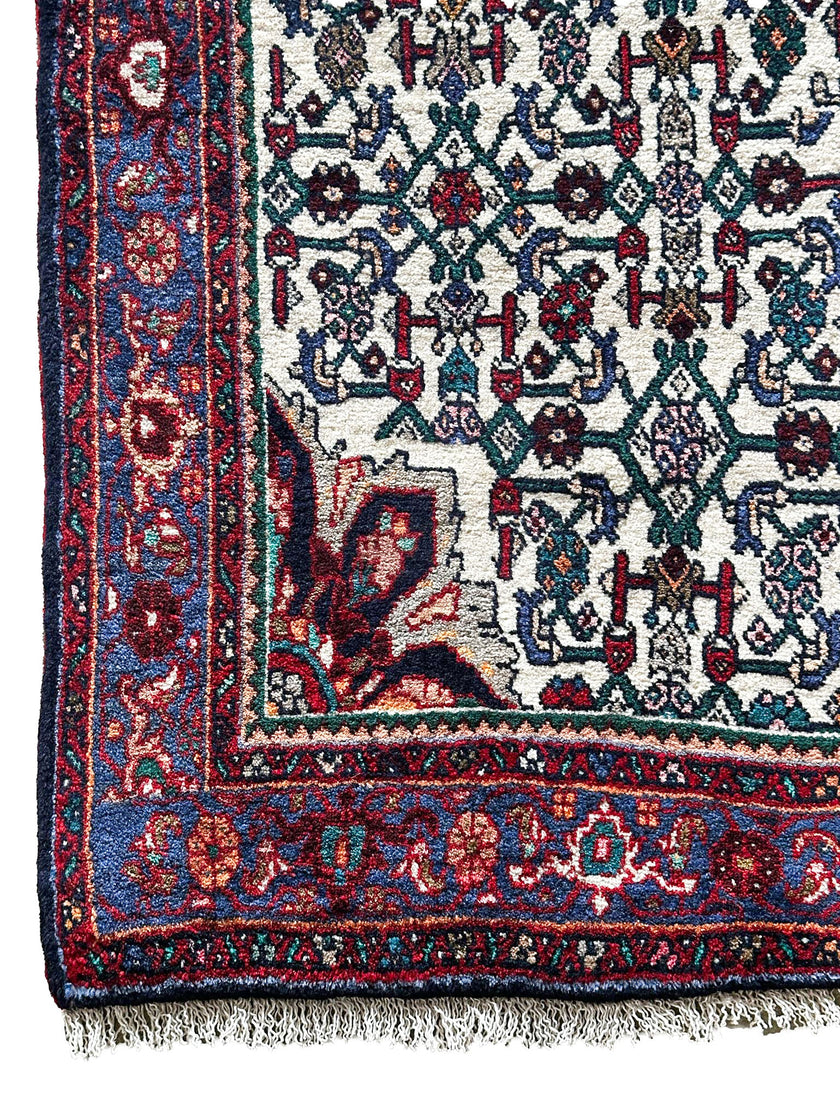 Bidjar Teppich ca. 150 × 100 cm – creme/dunkelblau & detailreich