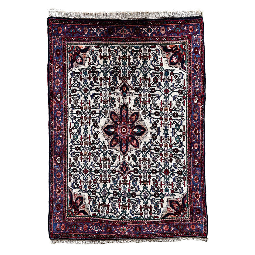Bidjar Teppich ca. 150 × 100 cm – creme/dunkelblau & detailreich