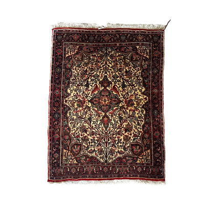 Bidjar Teppich ca. 150 × 100 cm – creme/dunkelrot & klassisch