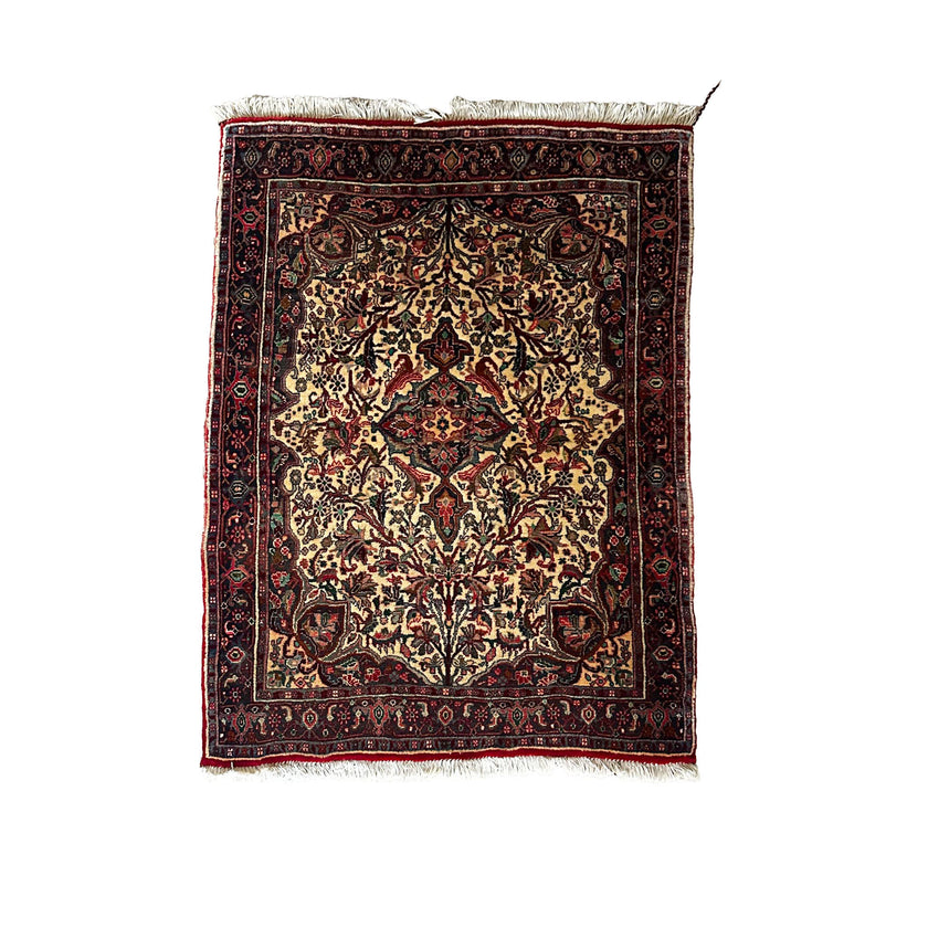 Bidjar Teppich ca. 150 × 100 cm – creme/dunkelrot & klassisch
