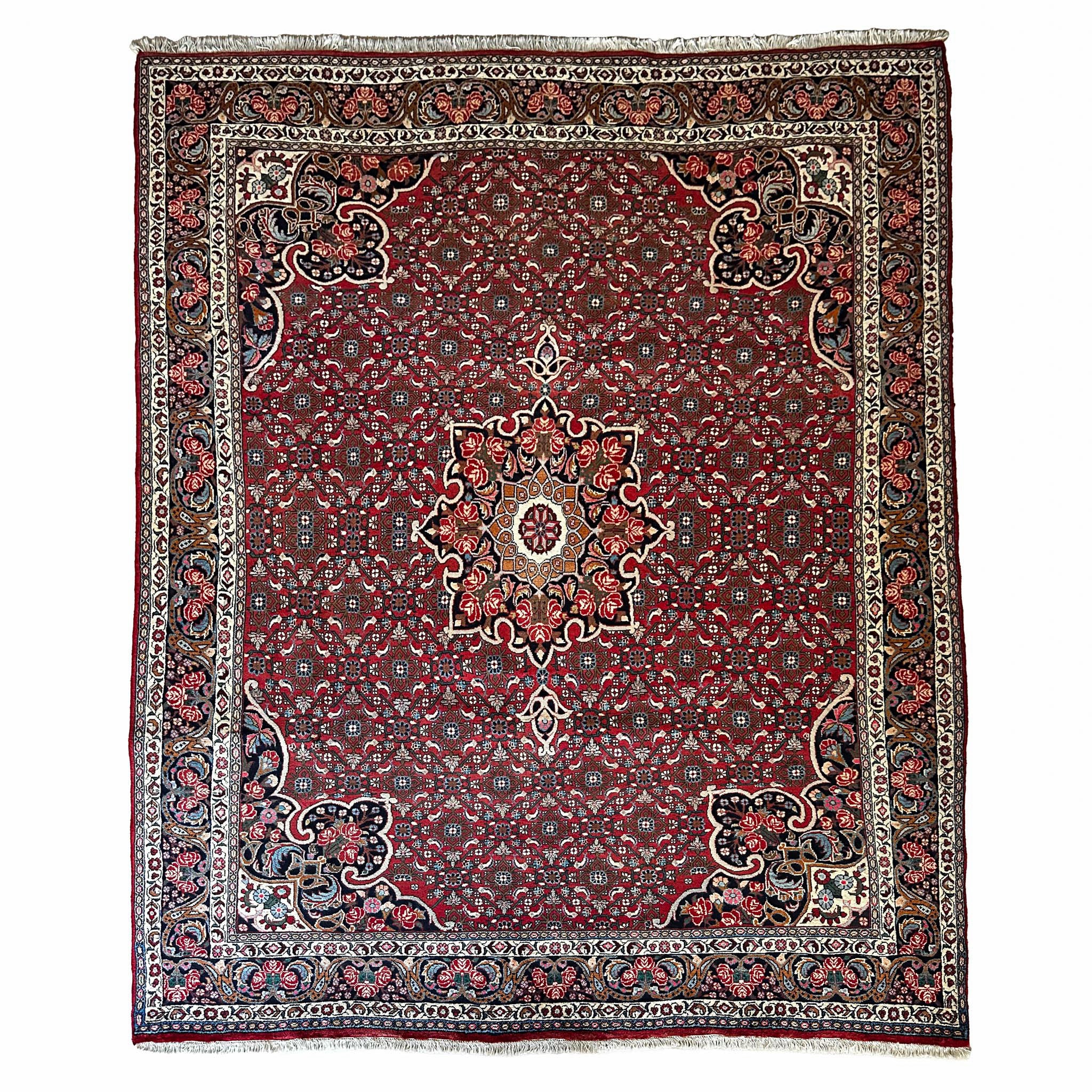 Bidjar Teppich ca. 200 × 300 cm – rot/dunkelblau & robust