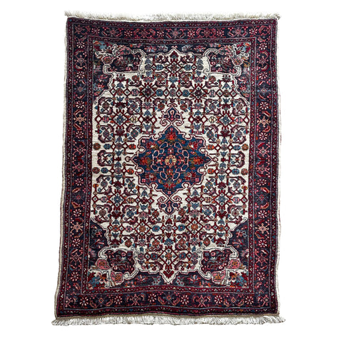 Bidjar Teppich ca. 150 × 100 cm – creme/blau/rot & klassisch