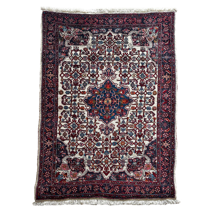 Bidjar Teppich ca. 150 × 100 cm – creme/blau/rot & klassisch