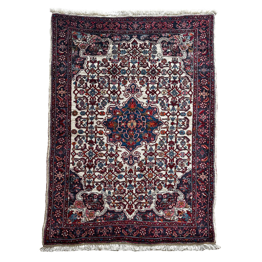 Bidjar Teppich ca. 150 × 100 cm – creme/blau/rot & klassisch
