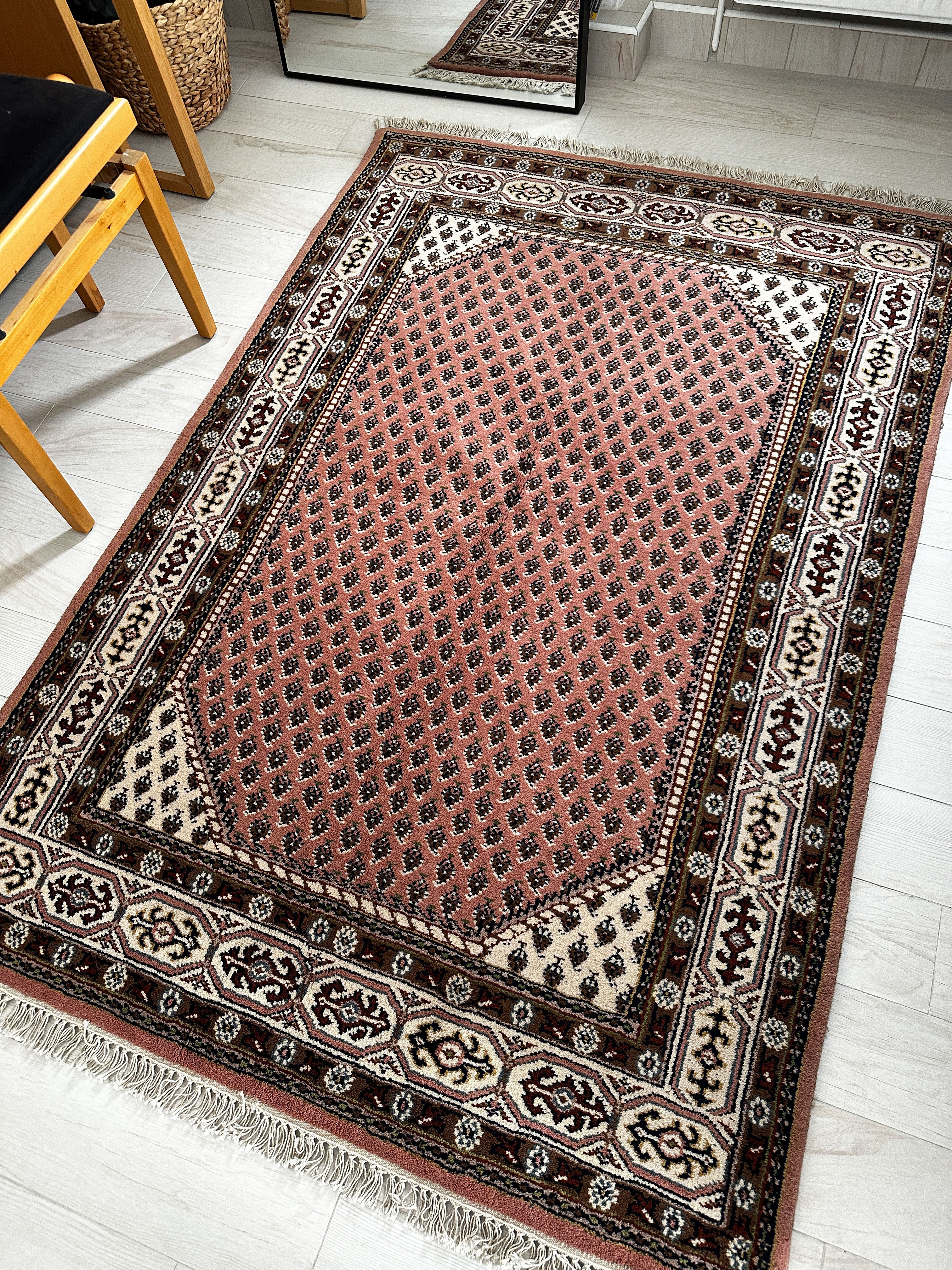 Bidjar Teppich ca. 200 × 150 cm – altrosa/braun & dezent