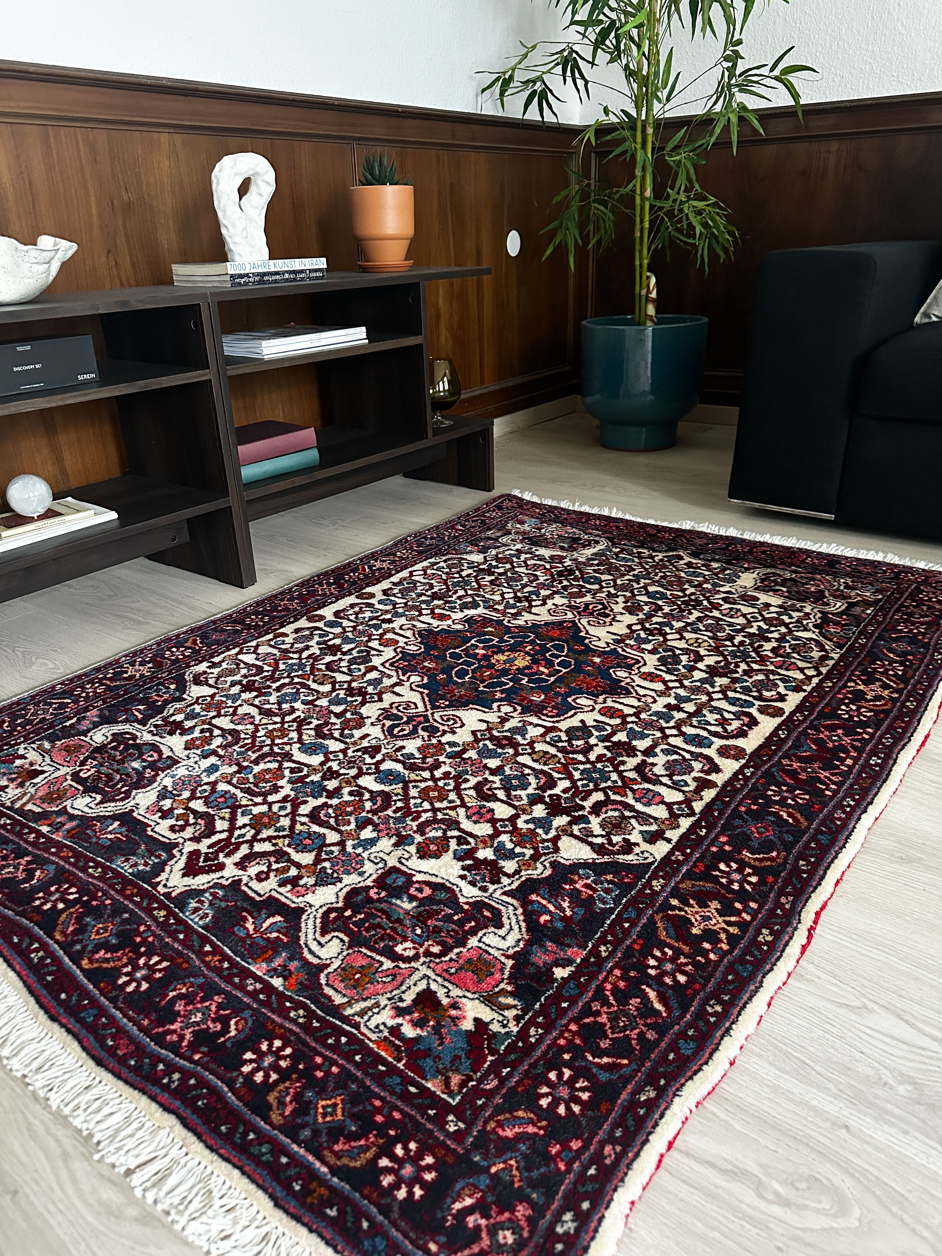 Bidjar Teppich ca. 150 × 100 cm – creme/blau/rot & klassisch