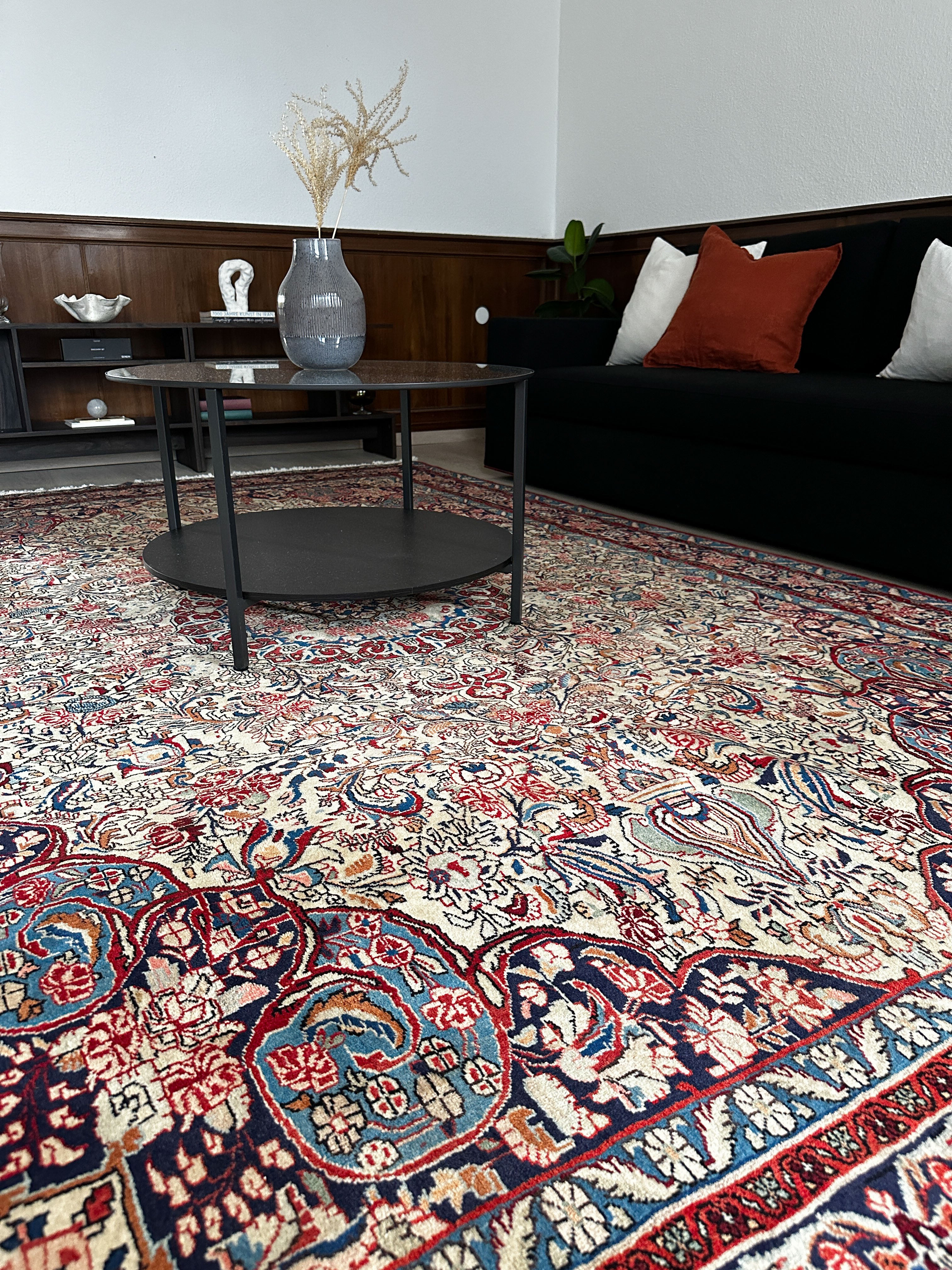 Bidjar Teppich ca. 300 × 200 cm – creme/blau & elegant