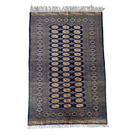 Buchara Teppich ca. 200 × 150 cm – dunkelblau & geometrisch