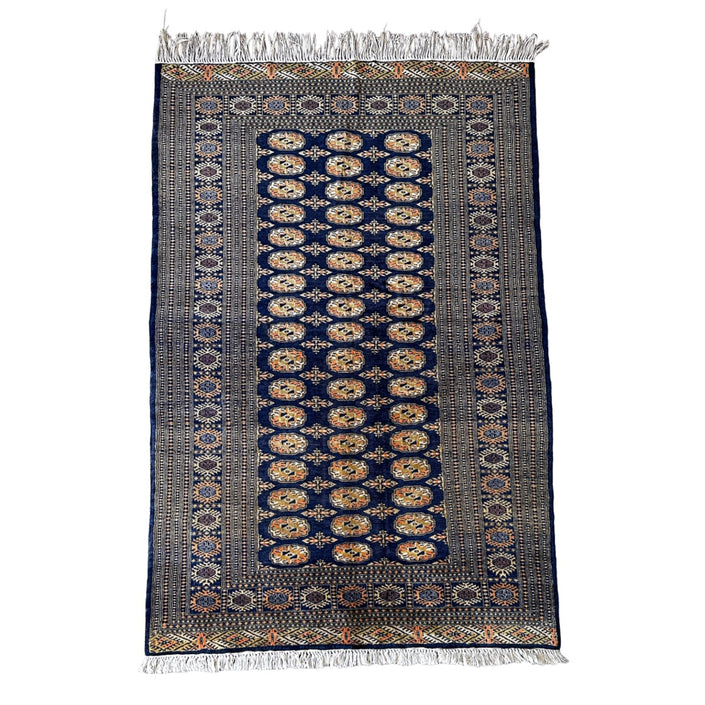 Buchara Teppich ca. 200 × 150 cm – dunkelblau & geometrisch