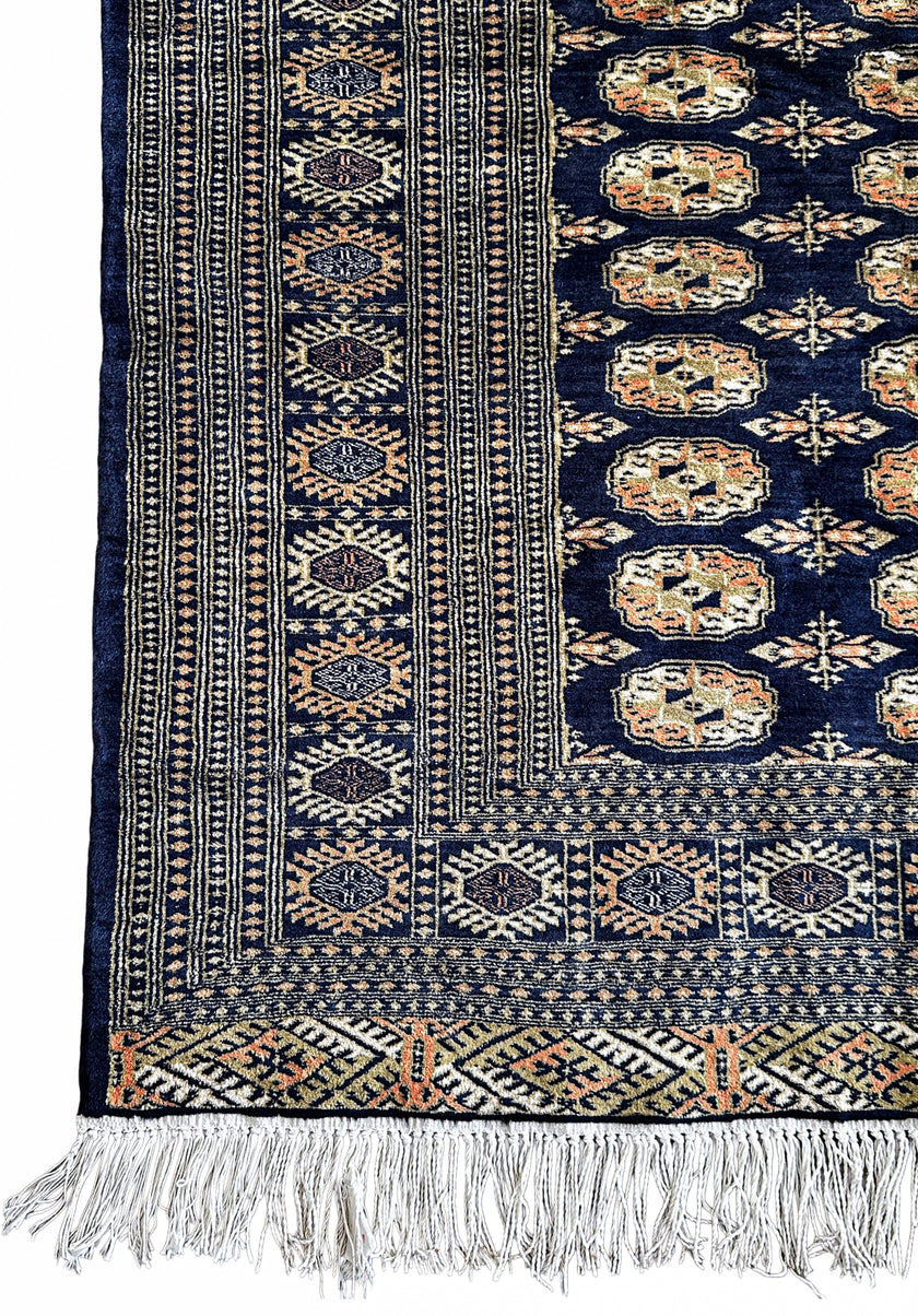 Buchara Teppich ca. 200 × 150 cm – dunkelblau & geometrisch