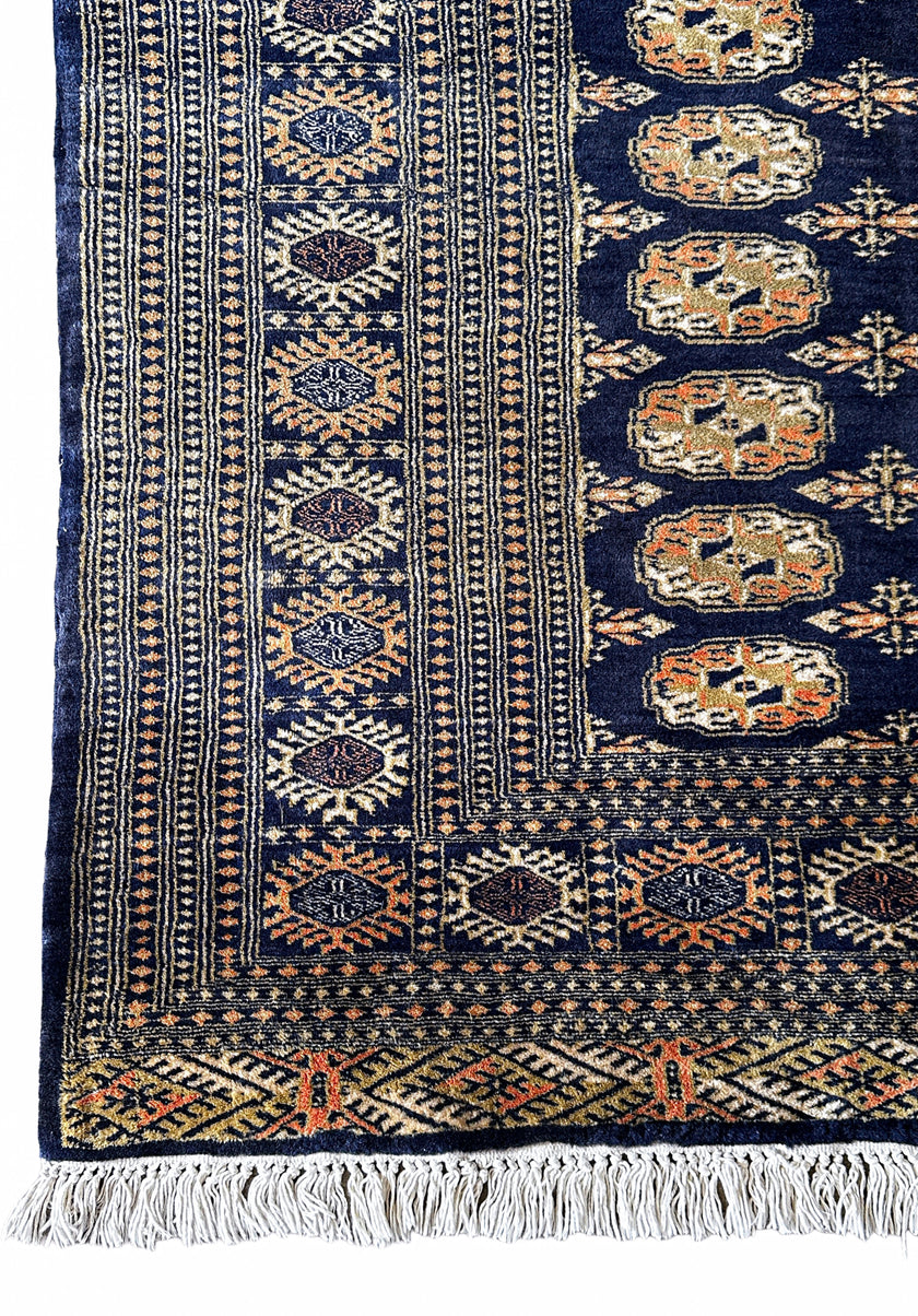 Buchara Teppich ca. 200 × 150 cm – dunkelblau & geometrisch