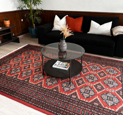 Buchara Teppich ca. 265 × 167 cm – rot & geometrisch