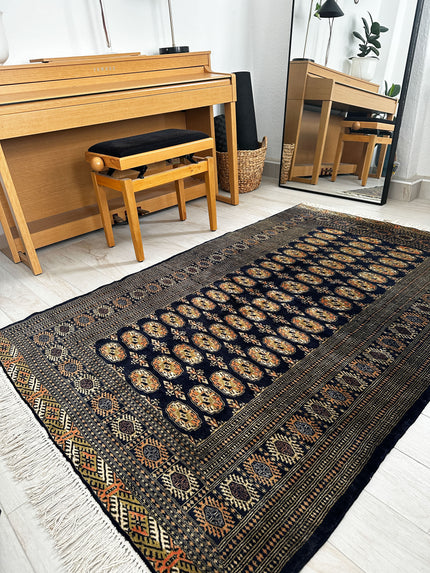 Buchara Teppich ca. 200 × 150 cm – dunkelblau & geometrisch
