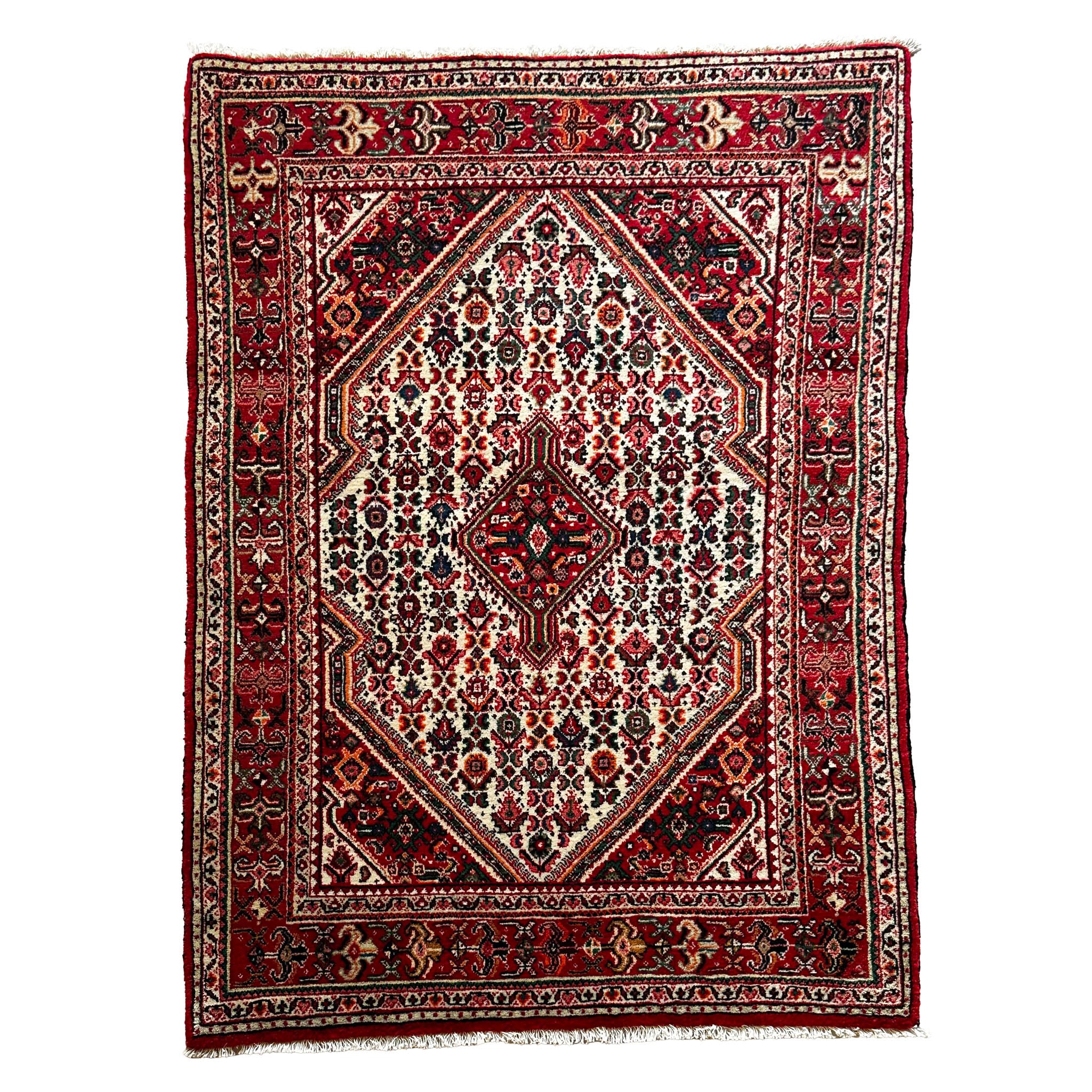 Djosan Teppich ca. 150 × 100 cm – rot/creme/blau & geometrisch gemustert