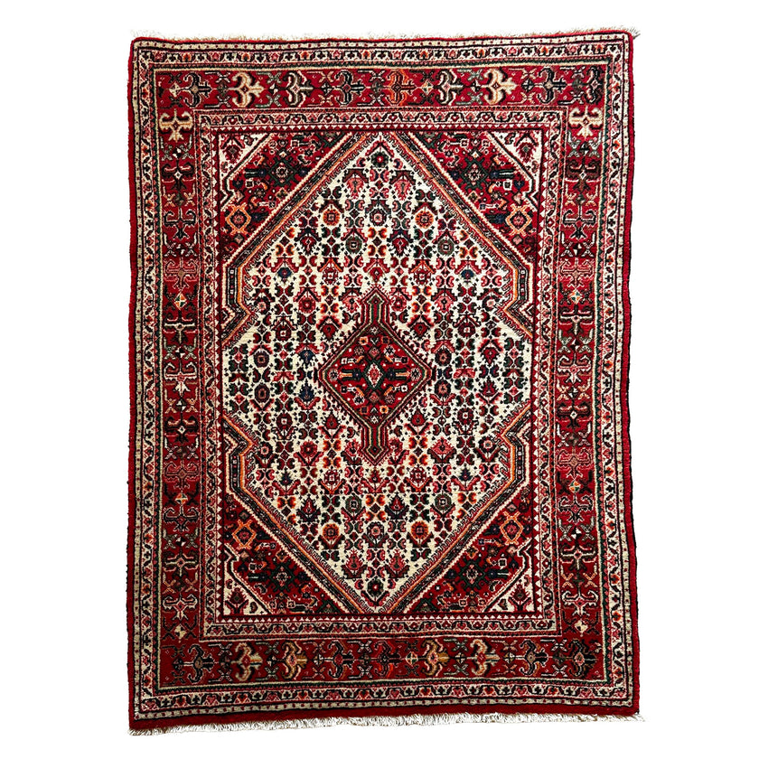 Djosan Teppich ca. 150 × 100 cm – rot/creme/blau & geometrisch gemustert