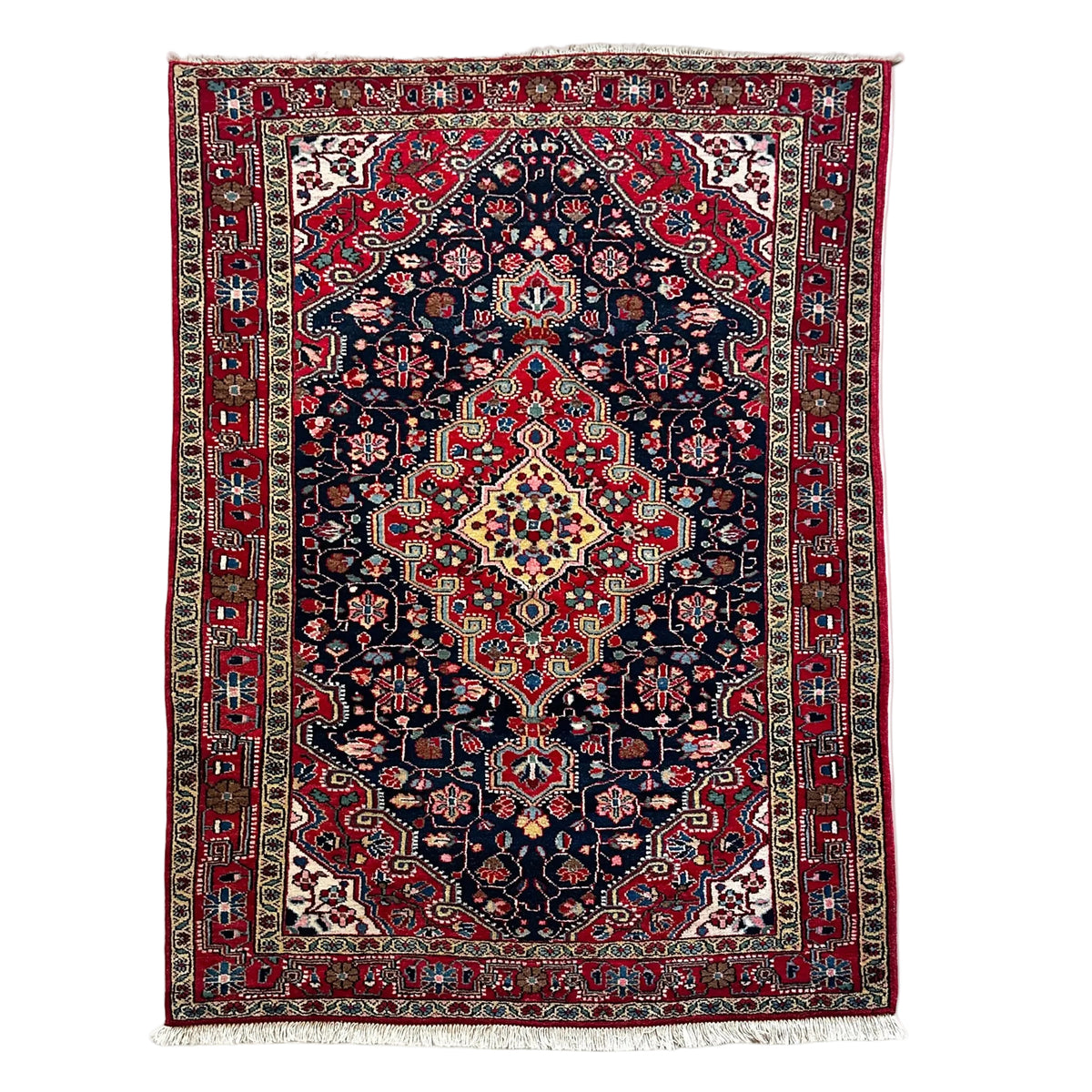Djosan Teppich ca. 148 × 105 cm – dunkelblau, rot & klassisch gemustert