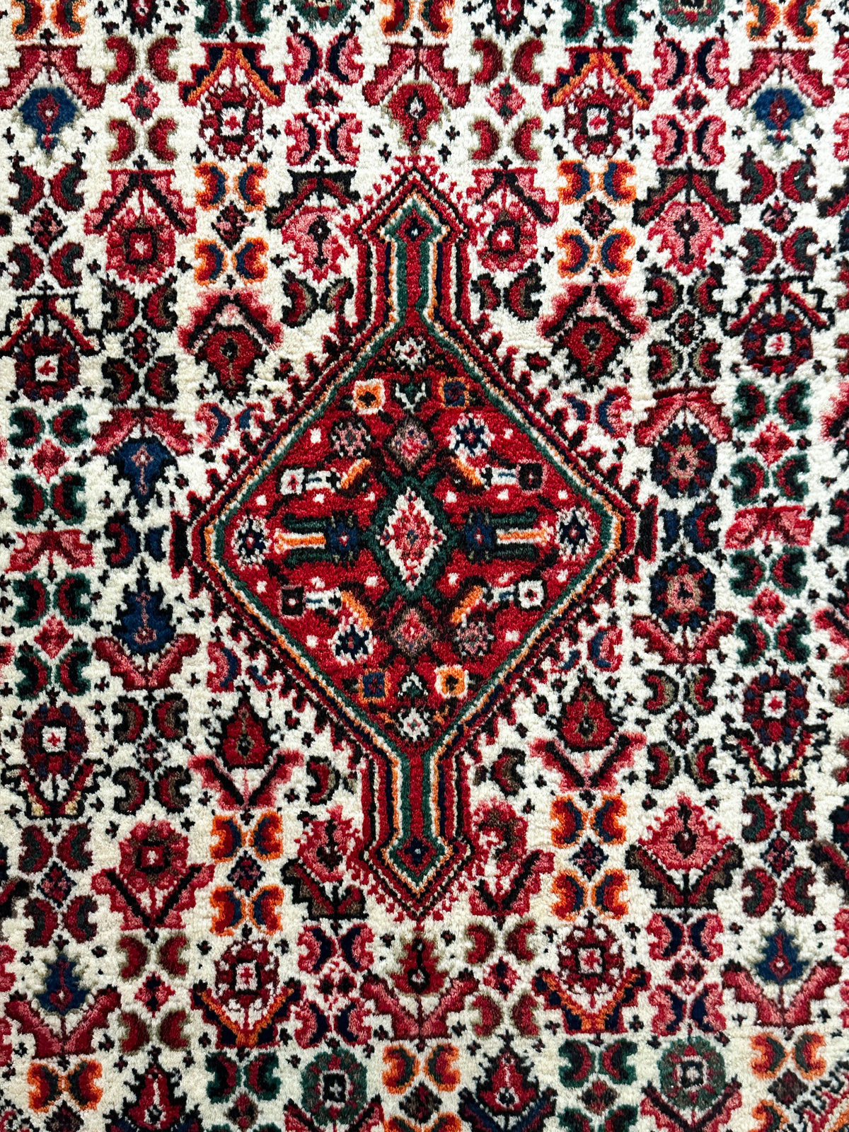 Djosan Teppich ca. 150 × 100 cm – rot/creme/blau & geometrisch gemustert