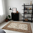 Ganga Teppich ca. 200 × 150 cm – creme/braun & floral