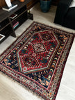 Gaschghai Teppich ca. 151 × 113 cm – rot & dunkelblau