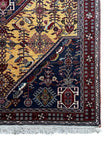 Gaschghai Teppich ca. 148 × 108 cm – goldgelb & dunkelblau