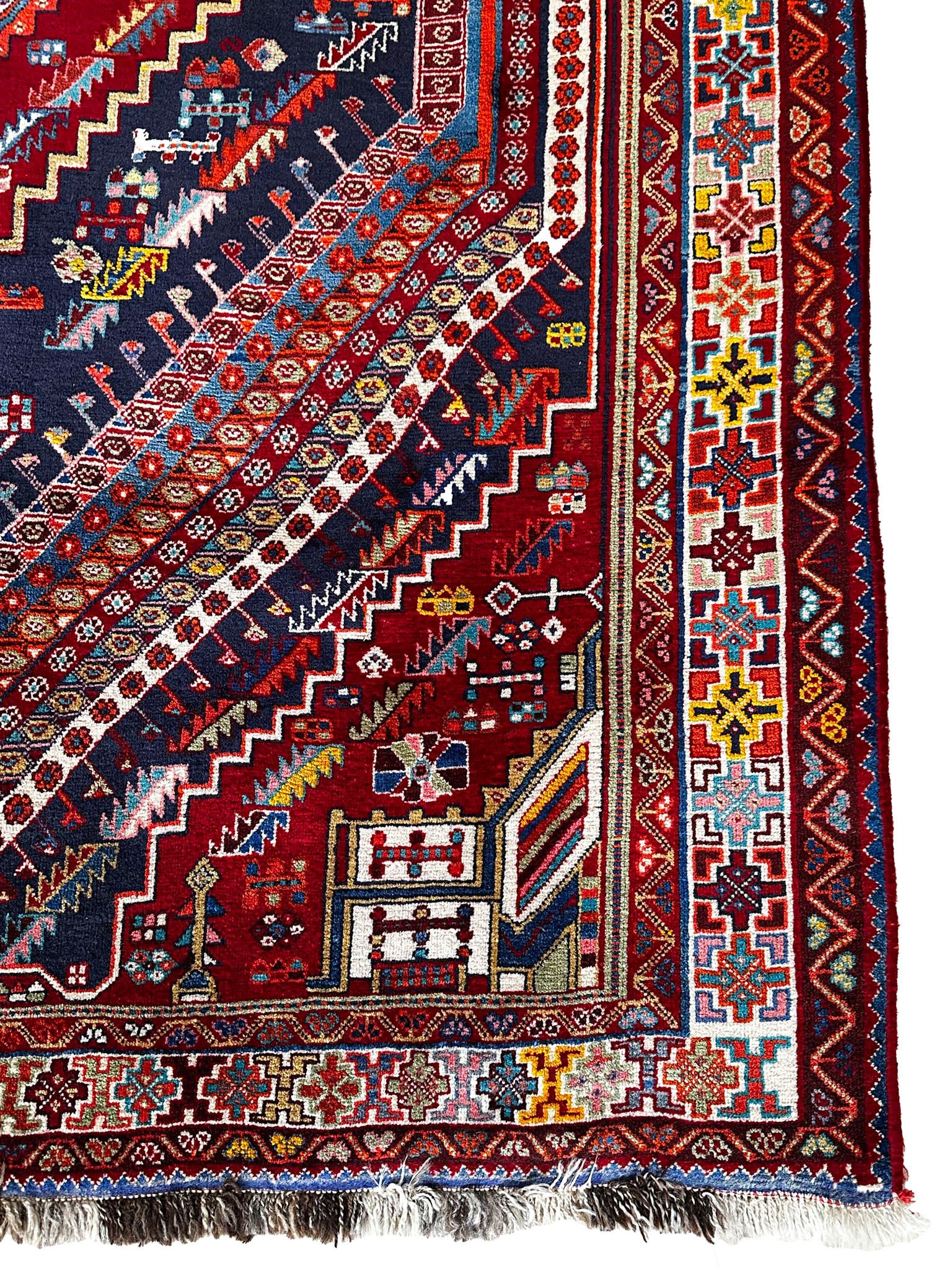 Gaschghai Teppich ca. 200 × 300 cm – rot/blau & geometrisch