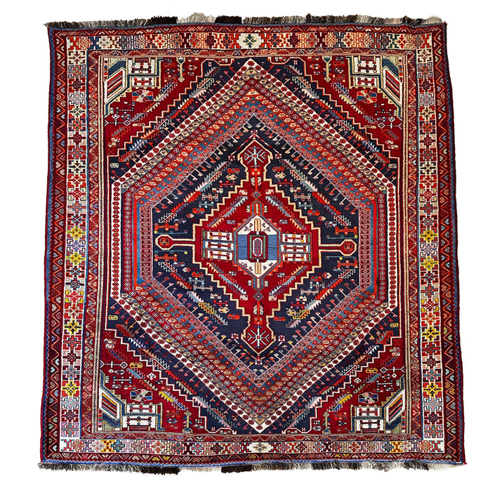 Gaschghai Teppich ca. 200 × 300 cm – rot/blau & geometrisch