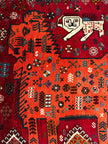 Gaschghai Teppich ca. 200 × 150 cm – rot/orange & figürliches Nomadenmuster