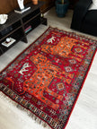 Gaschghai Teppich ca. 200 × 150 cm – rot/orange & figürliches Nomadenmuster