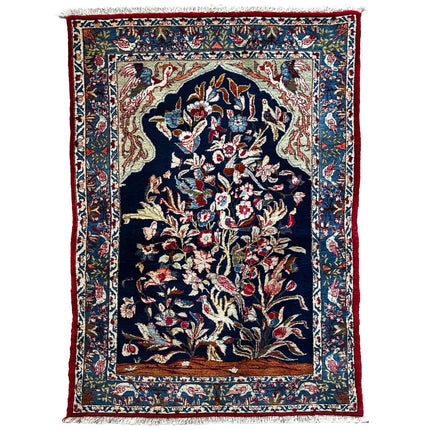 Ghoum Teppich ca. 150 × 100 cm – dunkelblau/rot/blau & floral