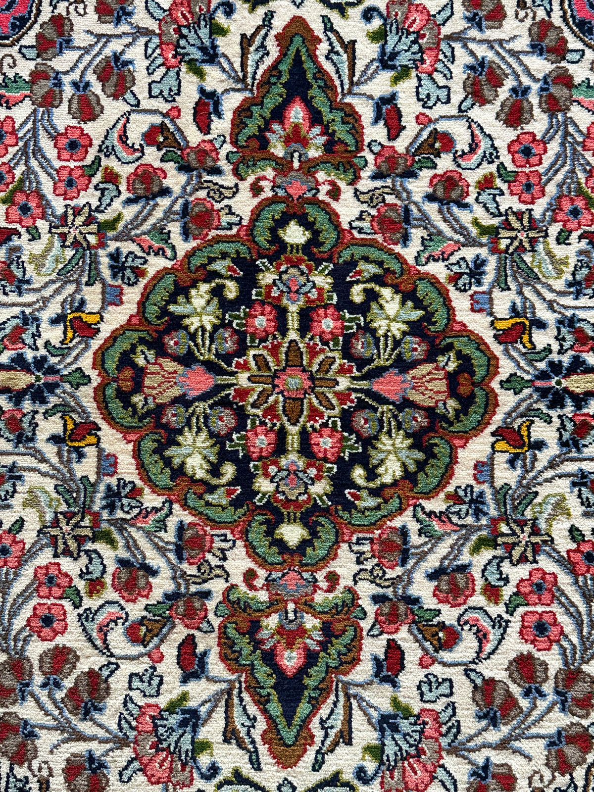 Ghoum Teppich ca. 158 × 100 cm – creme & dunkelblau