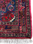 Hamedan Teppich ca. 150 × 100 cm – rot/blau & geometrisch